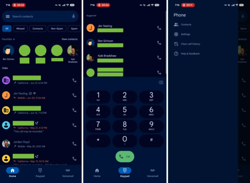 google dialer keypad